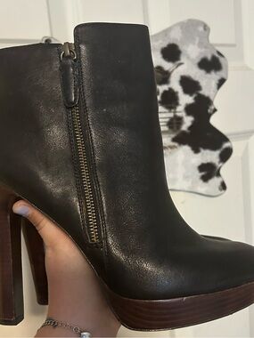 Coach Women’s Black Leather Platform Ankle Boots